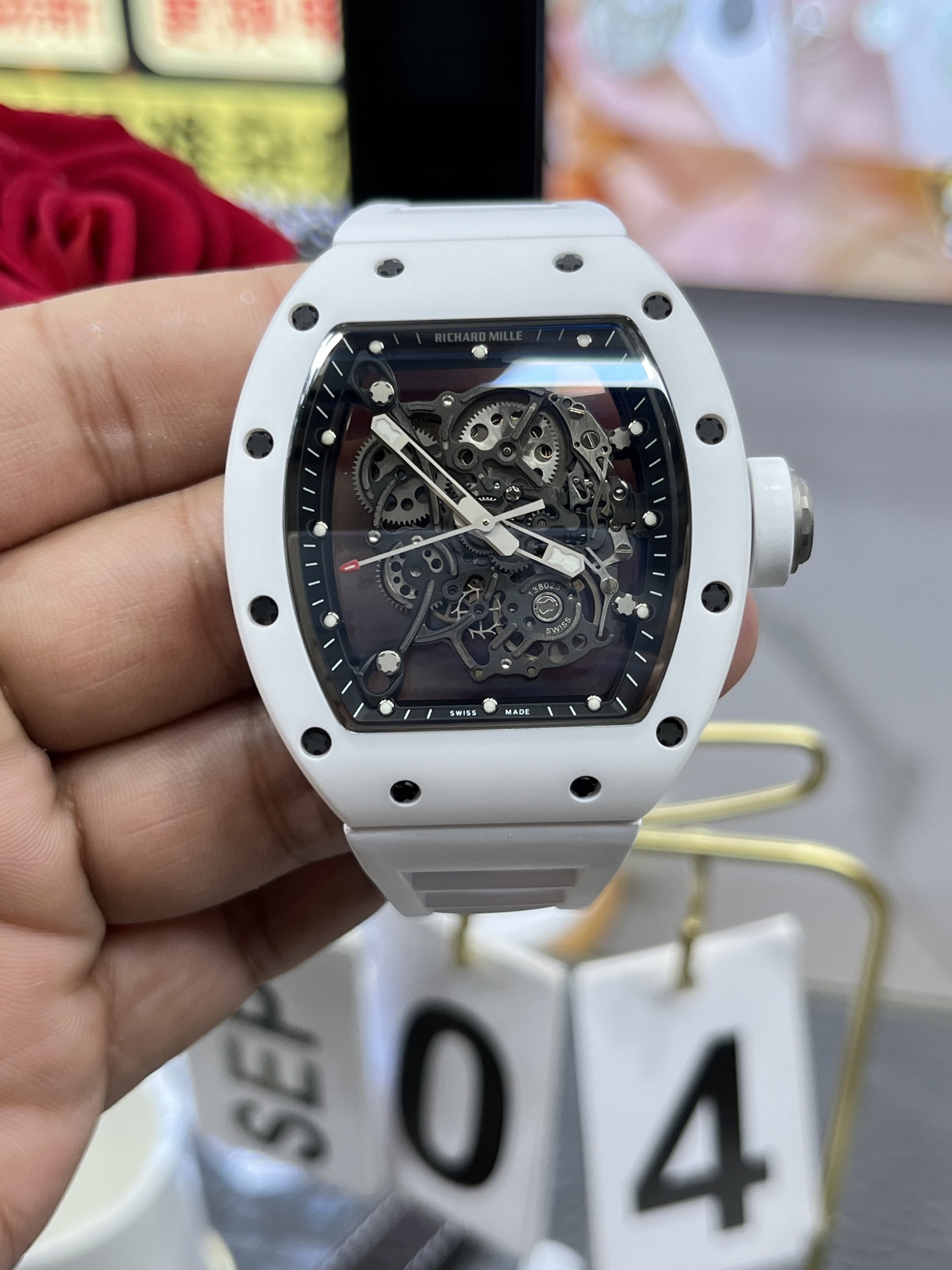 【7A Quality】Richard Mille RM055 BBR White Ceramic Skeleton Swiss Replica Sports Watch, AAAAA Super Clone