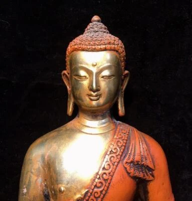 22CM Old Chinese Bronze Gilding Statue Buddha CK159