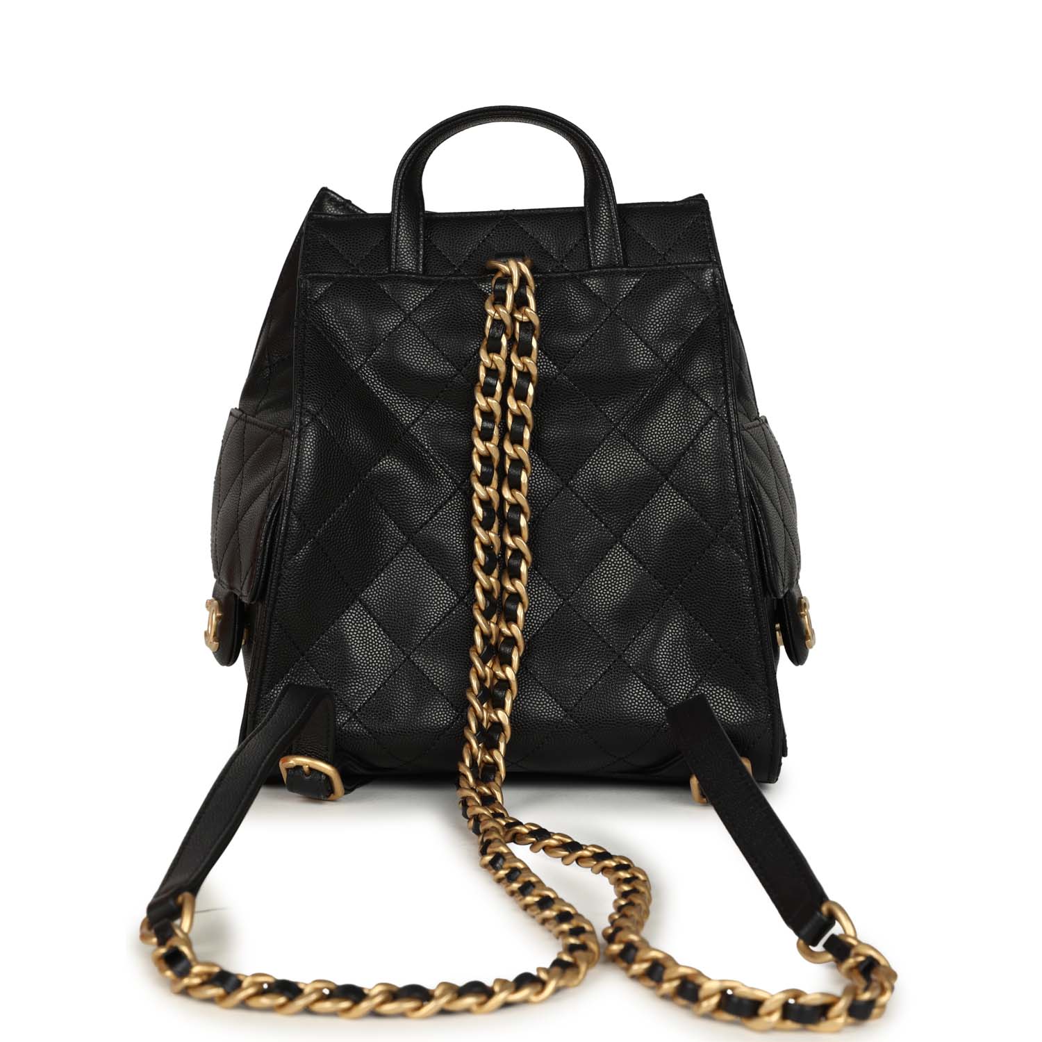 Chanel Small 25 Hobo Backpack Black Caviar Antique Gold Hardware
