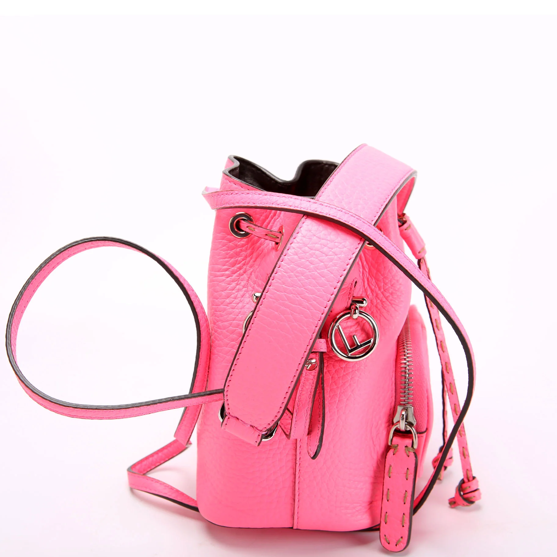 FENDI 8BS029 Mon Tresor Mini Bucket Selleria Leather Pink