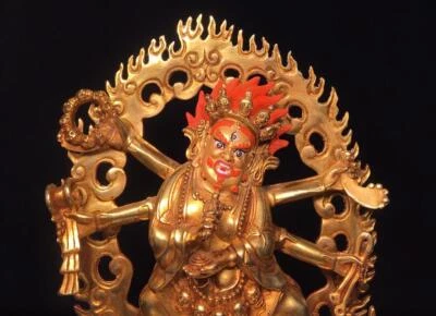 27.5CM Old Chinese Bronze Gilding Statue Buddha CK81