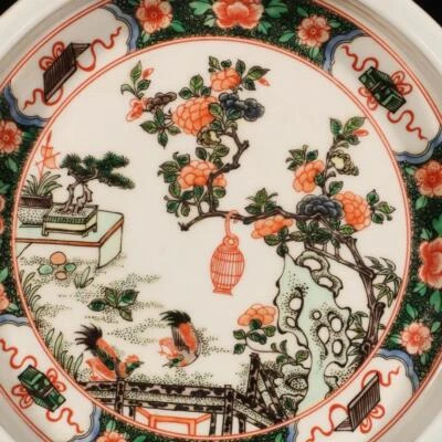 Old Kangxi Signed Chinese Famille Rose Brush Washer W/bird N1455