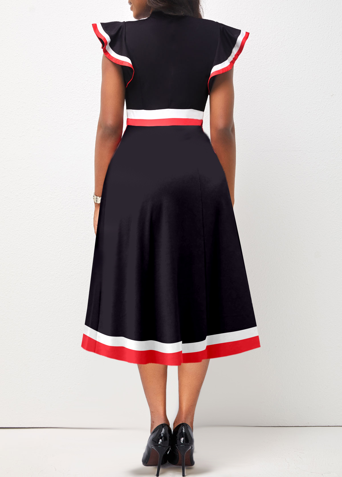 Black Stand Collar Zipper Quarter Zip Dress