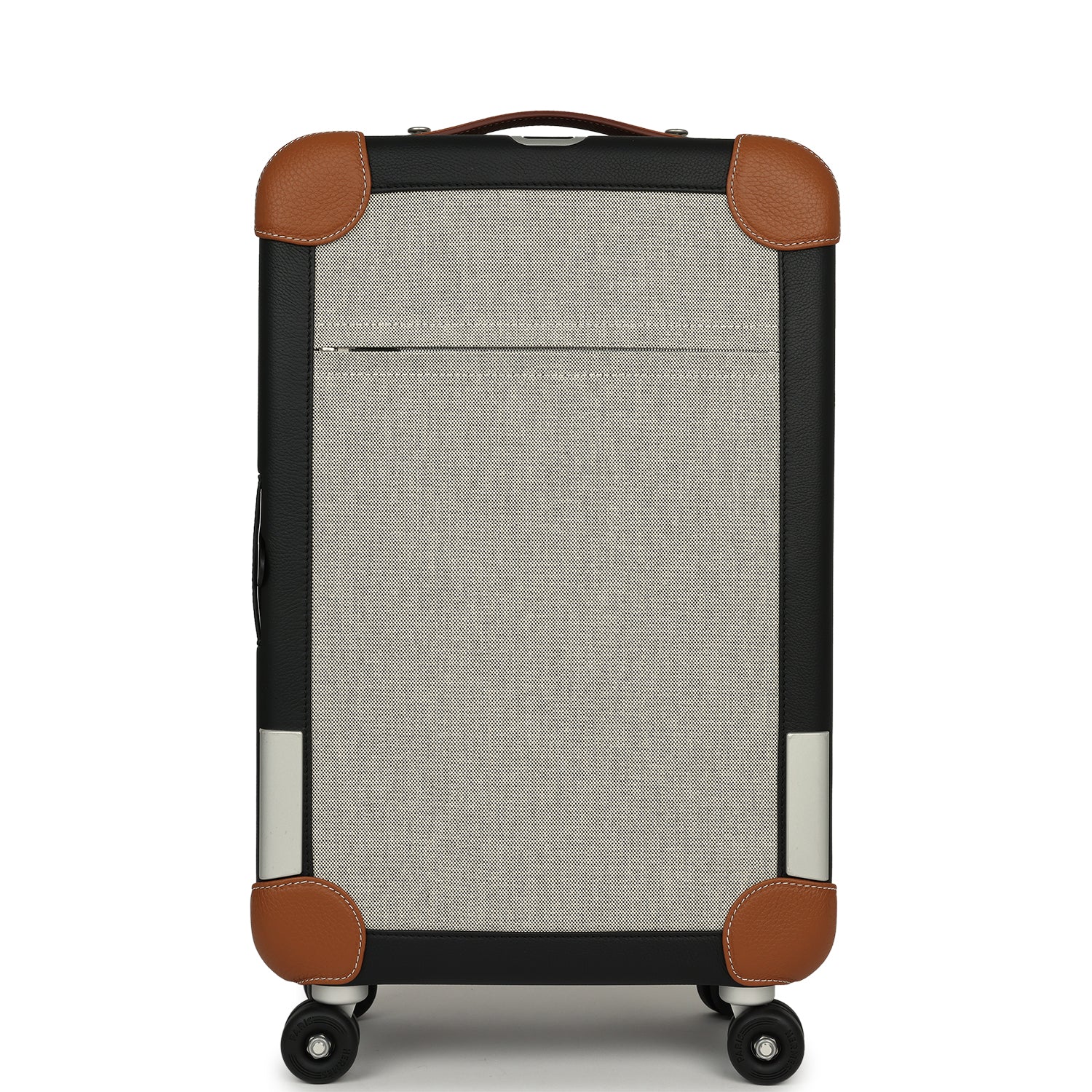 Hermes R.M.S. Cabine Rolling Suitcase Écru, Black Plume H Canvas, Fauve, Black Régate Palladium Hardware