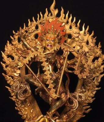 36CM Old Chinese Bronze Gilding Statue Buddha CK295