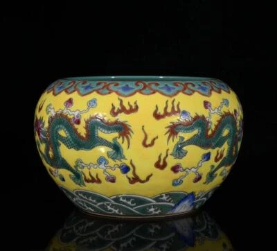 Yongzheng Signed Old Chinese Colour Enamel Brush Washer W/dragon N3494