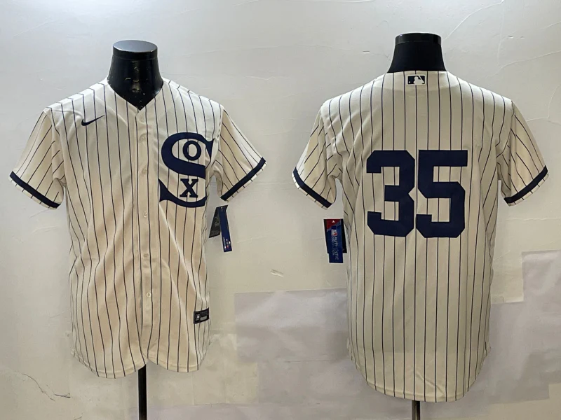 Men's Chicago White Sox Frank Thomas #35 Cream Replica Player Jersey