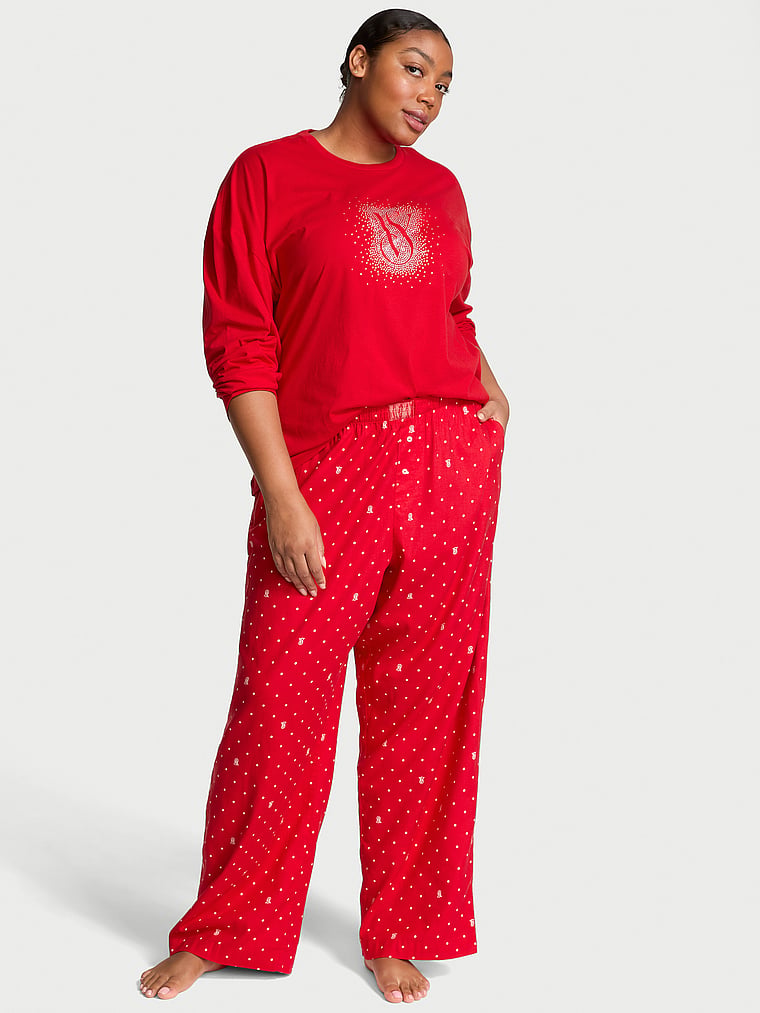 Victoria's Secret Flannel Long-Sleeve Tee-Jama Set