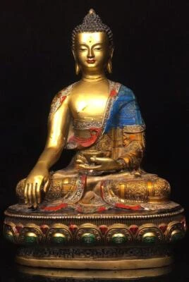 29CM Old Chinese Bronze Gilding Statue Buddha CK366