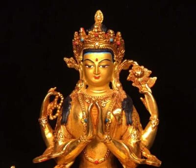 22CM Old Chinese Bronze Statue Buddha N1641