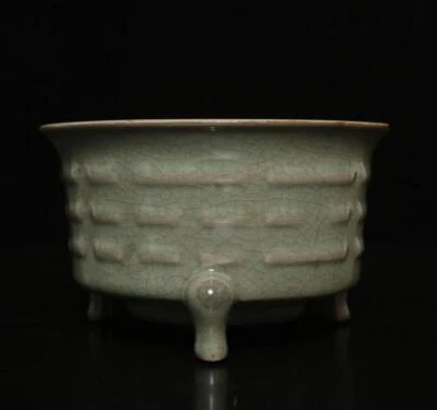 Old Chinese Ru Yao Ru Kiln Incense Burner w/pattern