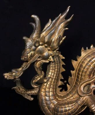 27CM Old Chinese Bronze Statue dragon N1608