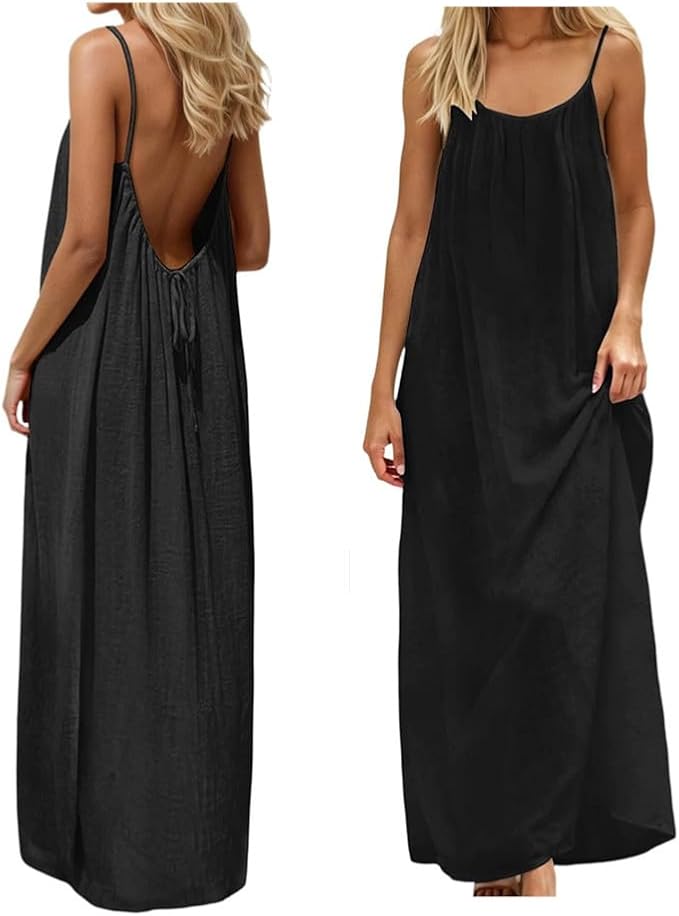 Backless Cami Dress Backless Dress House Dress for Women Sleeveless Long Cami Lounge Dress Backless for Indoor Summer Wear