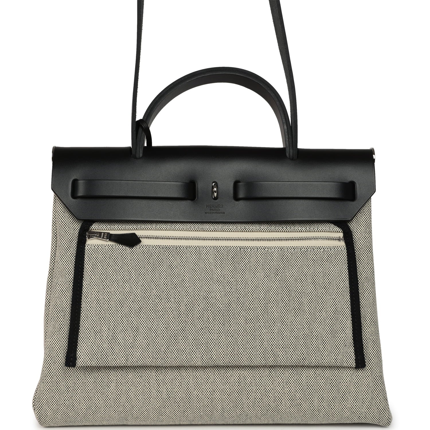 Hermes Herbag Zip Pegase Pop PM 31 Bleu Indigo-Ecru Toile H Canvas, Bleu Indigo Vache Hunter Palladium Hardware