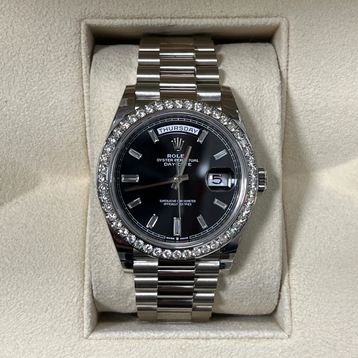 RLX  Day-Date 40mm 228349RBR-0003 Bright Black Dial President Bracelet