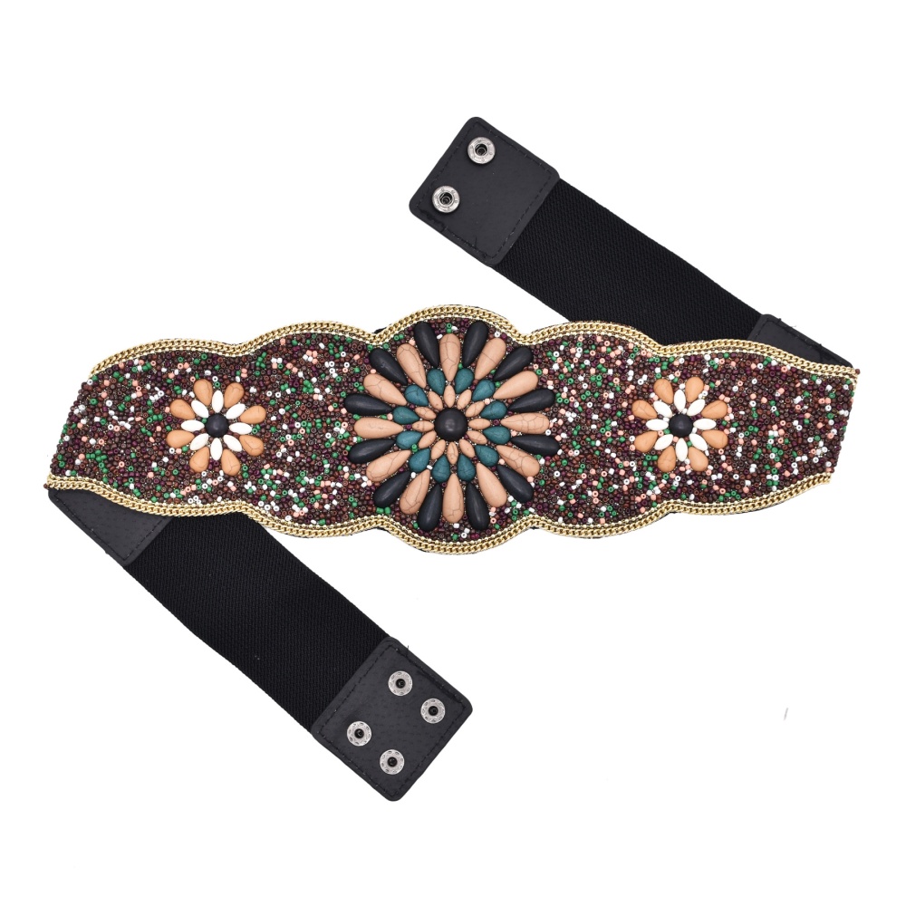 Elastic national style accessories beads abdomen belt