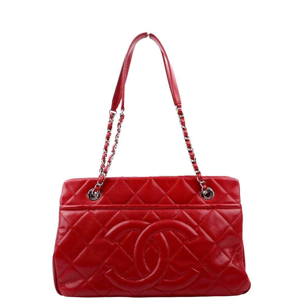 CHANEL Timeless CC Soft Shopping Tote Caviar 16M Red