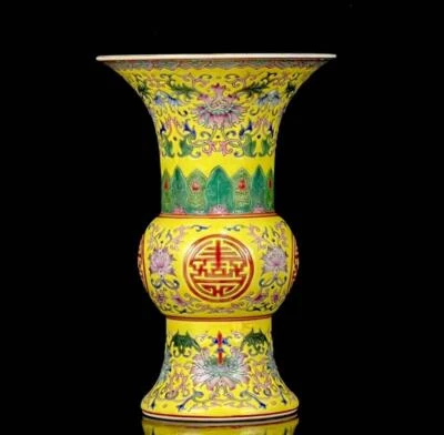 Qianlong Signed Pair Old Rare Enamel Chinese Porcelain Flower Vase N79