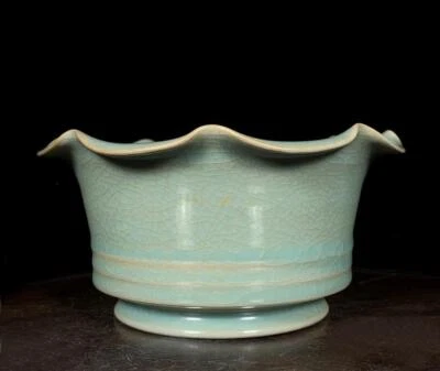 Old Chinese Ru Yao Ru Kiln Brush Washer w/flower CK697