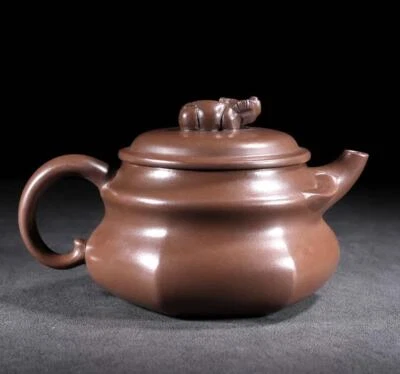 Zhuge Sun Signed Old Chinese Handmade Yixing Zisha Teapot w/cow N144