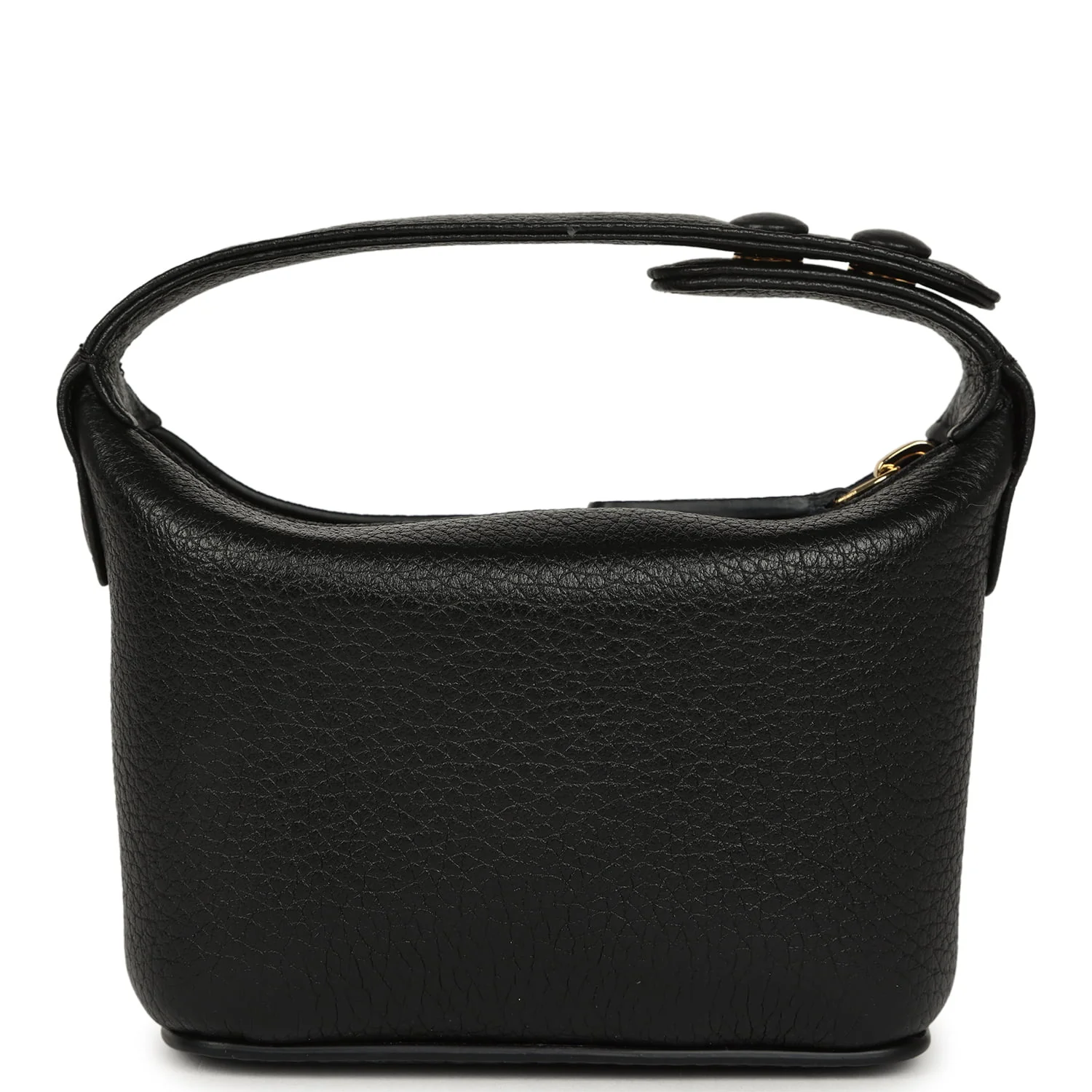 Chanel Micro Top Handle Round Hobo Pouch Black Grained Calfskin Gold Hardware