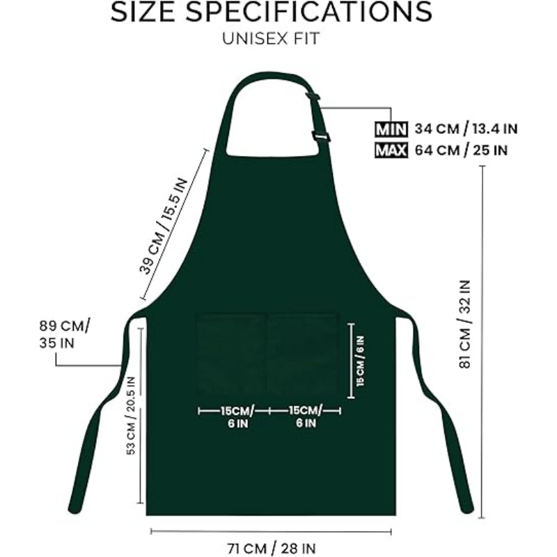 MORWEN 2 Pack Bib Apron, Adjustable with 2 Pockets
