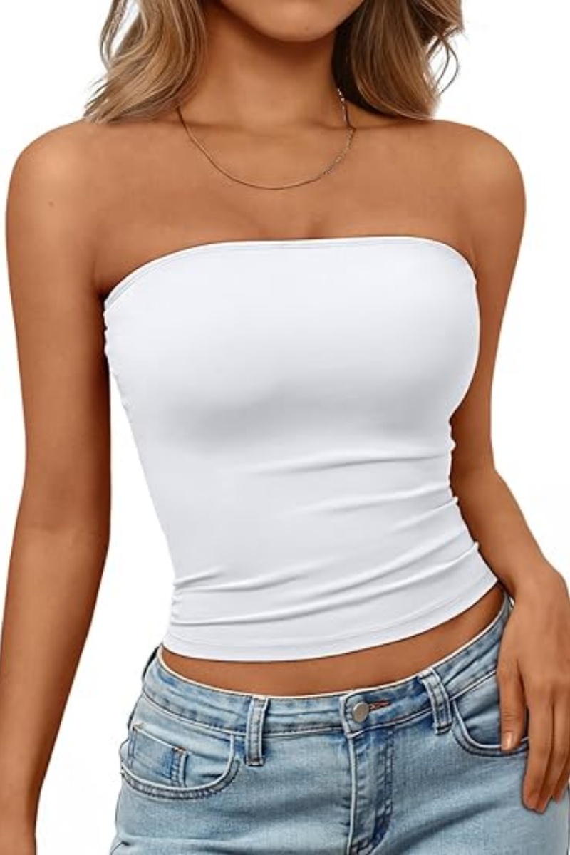 ELOWENA Women's Strapless Bandeau Crop Top