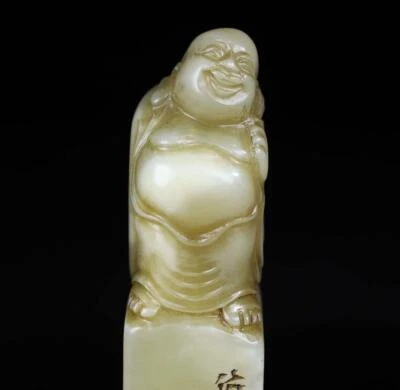 139G Old Chinese Shoushan Stone Seal Stamp Statue w/Buddha N2241