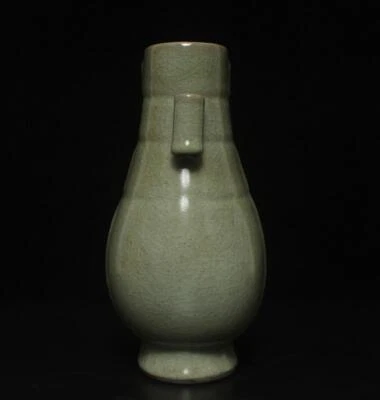 23CM Xuanzheng Signed Old Chinese Ru Yao Ru Kiln Vase w/ear