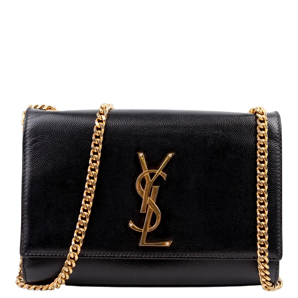 SAINT LAURENT Kate Satchel Grain Small Black