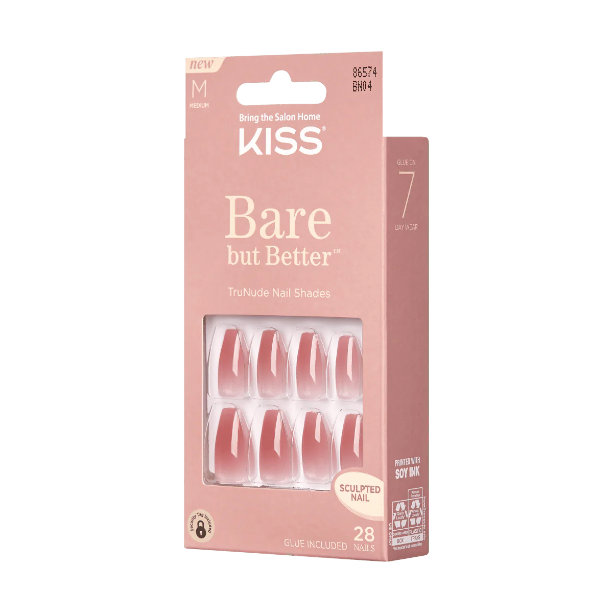 KISS Bare but Better Press On Glue Nails - Nude Nude