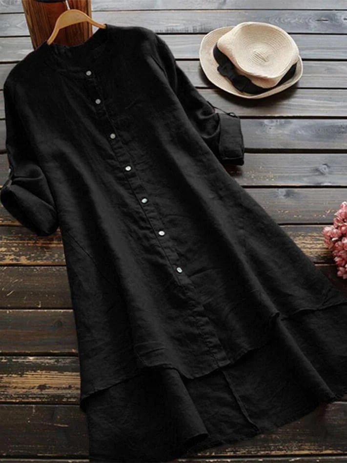 Women's Button cotton linen long style shirt