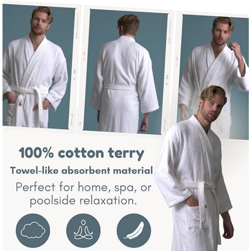 Men's Turkish Terry Kimono Style Bathrobe