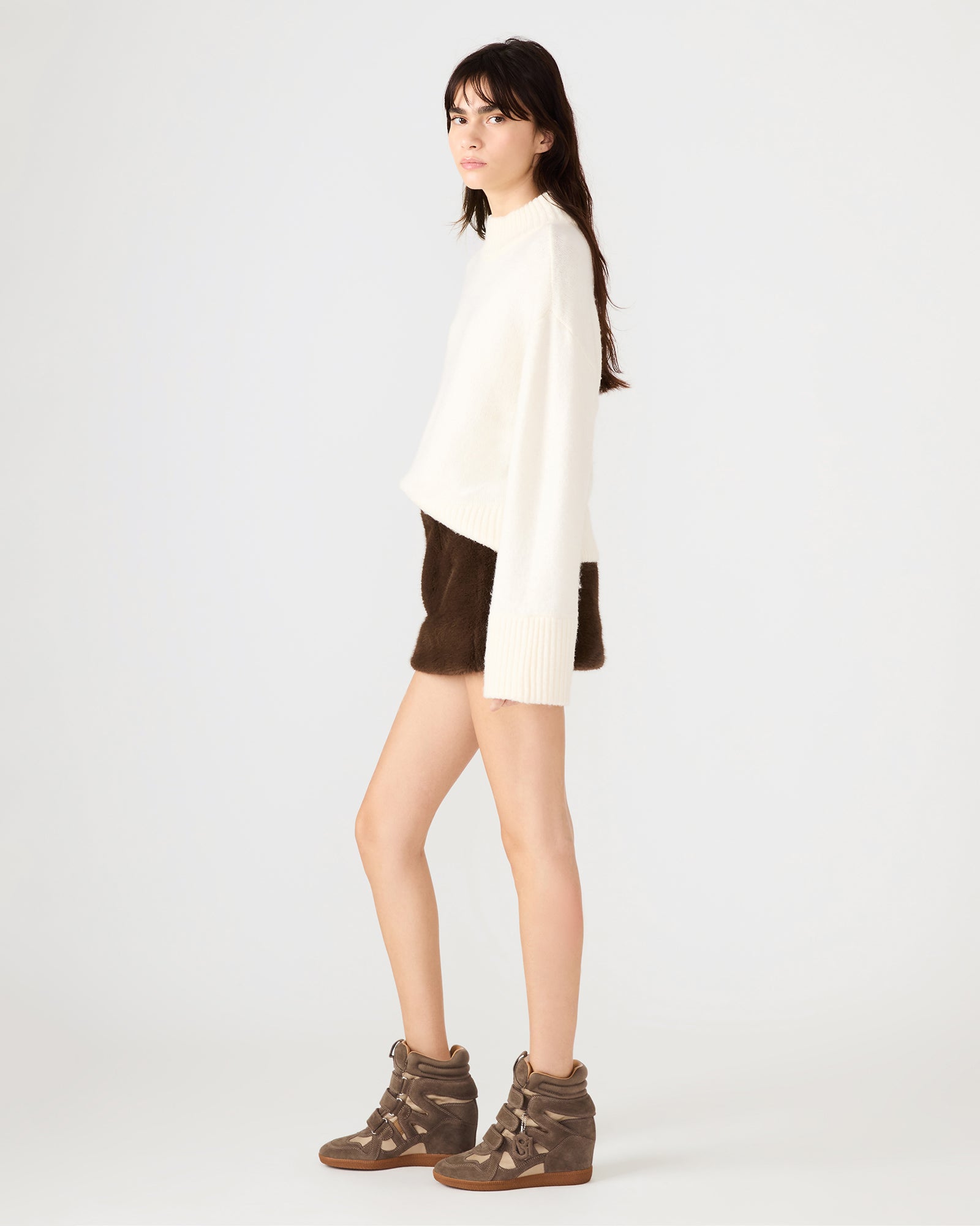 Aviva Faux Fur Skirt Dark Espresso