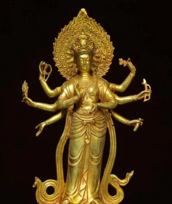 31CM Old Chinese Bronze Statue w/ Buddha N2846