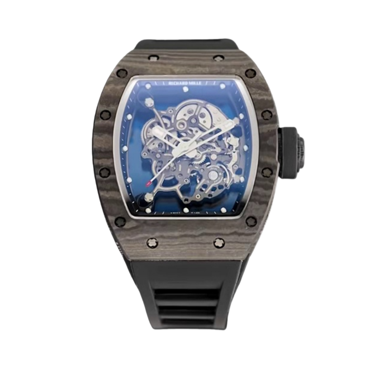 【7A Quality】Swiss Replica Richard Mille RM55 – AAAAA Super Clone with Carbon Fiber Case & Rubber Strap