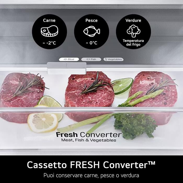 LG - Frigorifero combinato GBV22NCBPY Classe B 387 lt-Prime Silver