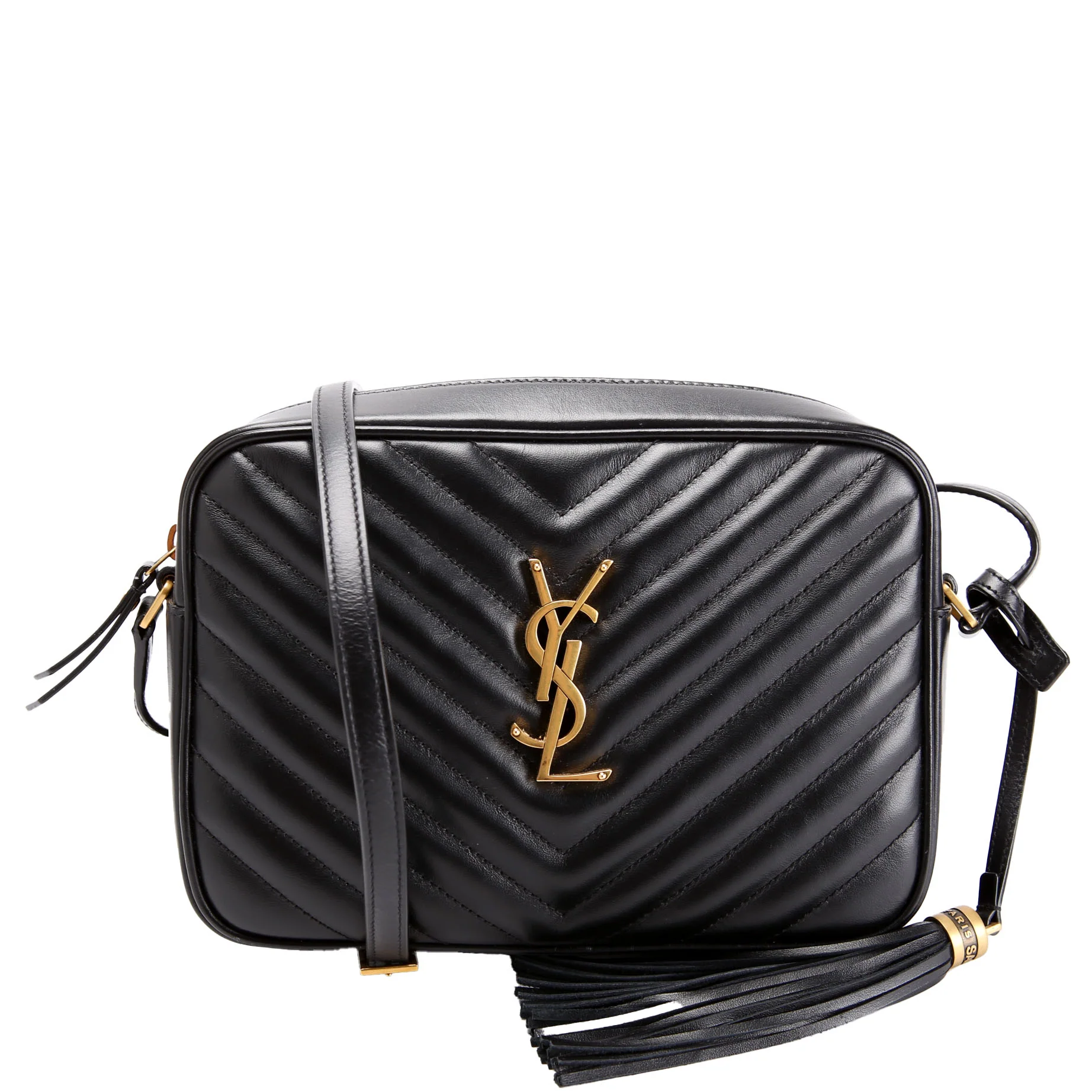SAINT LAURENT Lou Camera Bag Chevron 715232 Black