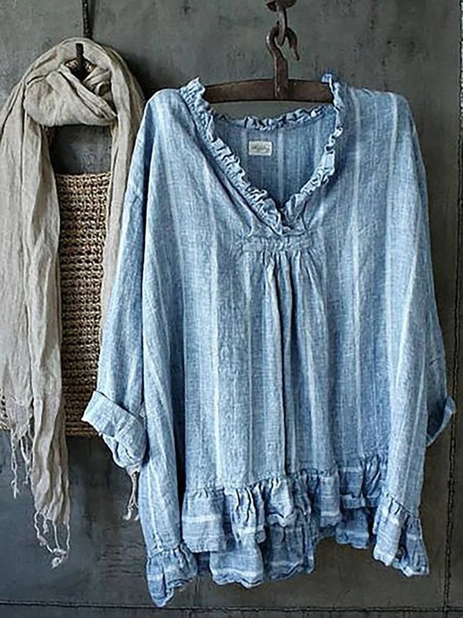 Women Cotton Shift Long Sleeve Tops