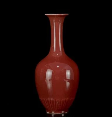 Pair Kangxi Signed Old Chinese Red Glaze Vase N1023