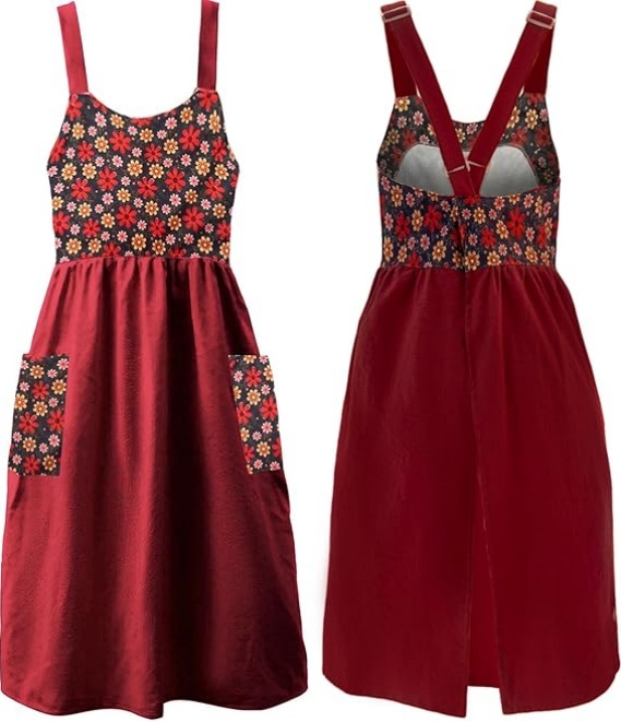 MORWEN Cotton Linen Apron Cross Back Work Apron for Women with Pockets