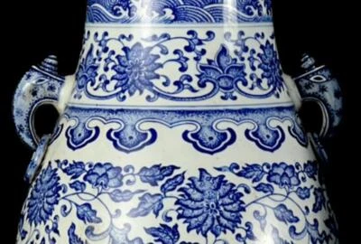 32CM Qianlong Signed Old Chinese Blue & White Porcelain Vase Zun w/flower CK96