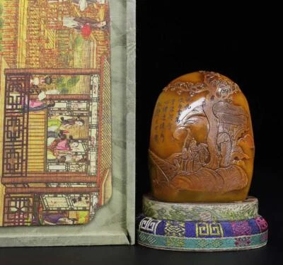 722G Old Chinese Shoushan Stone Seal Stamp Statue w/figure N2252