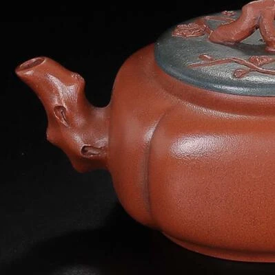 Zhou Guizhen Signed Old Chinese Handmade Yixing Zisha Teapot w/plum N168