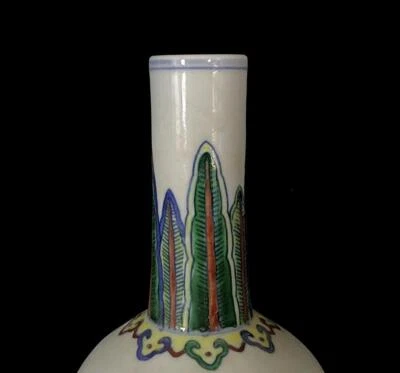 Pair Yongzheng Signed Old Chinese Doucai Vase W/flower N616