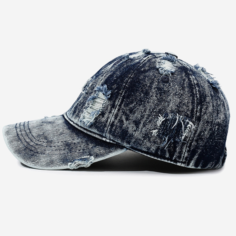 Men's Retro Washed Ripped Adjustable Buckle Denim Baseball Cap