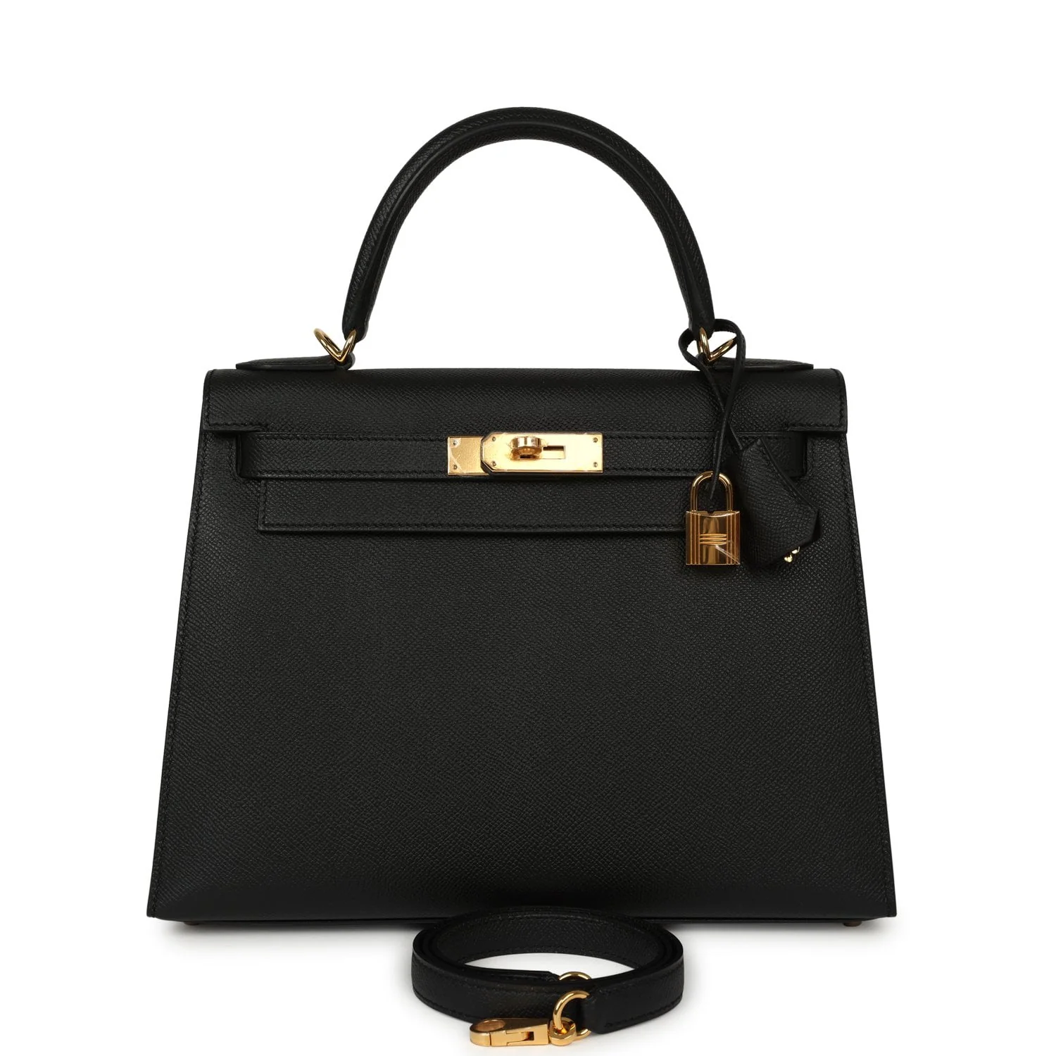 HERMÈS Kelly Sellier 28 Black Epsom Gold Hardware