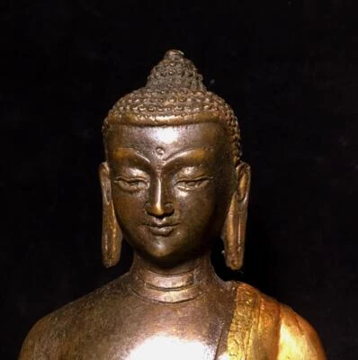 20CM Old Chinese Bronze Gilding Statue Buddha CK51