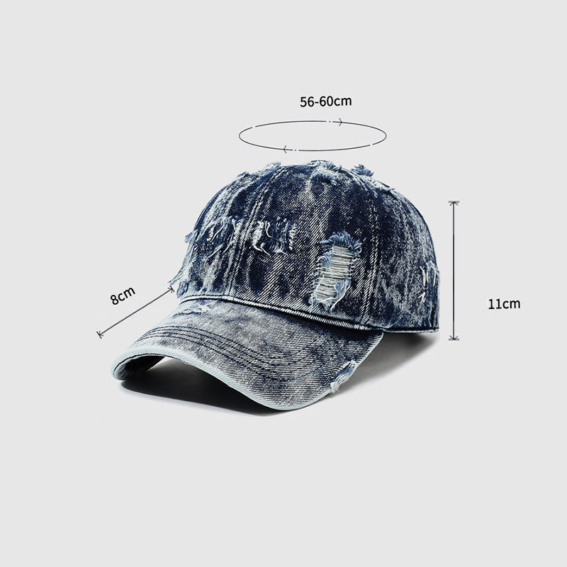 Men's Retro Washed Ripped Adjustable Buckle Denim Baseball Cap