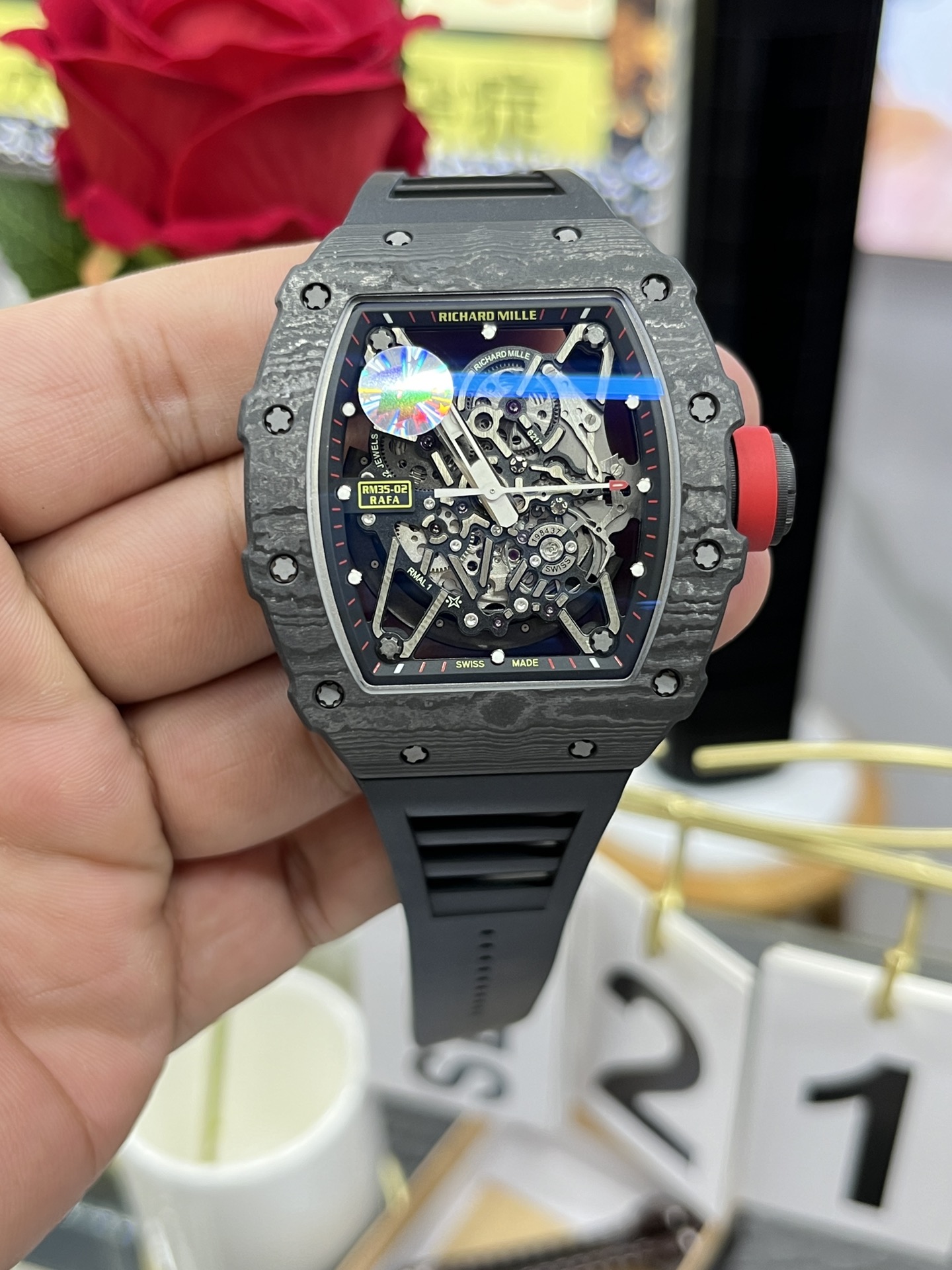【7A Quality】Best Richard Mille RM35-02 Carbon Fiber Skeleton Dial Swiss Replica Watch